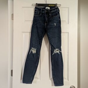 Abercrombie & Fitch The Skinny High Rise Distressed Denim Jeans 00 24 Reg Dark